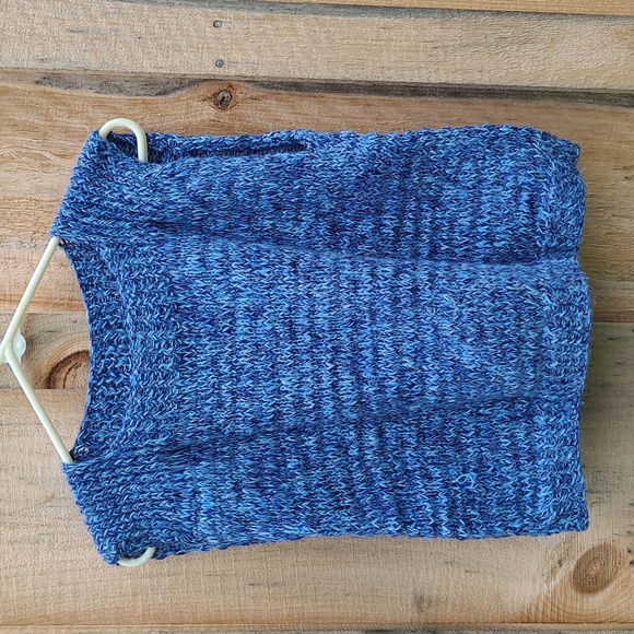 Vintage Sweaters - Vintage Blue Handknit Sweater Vest
